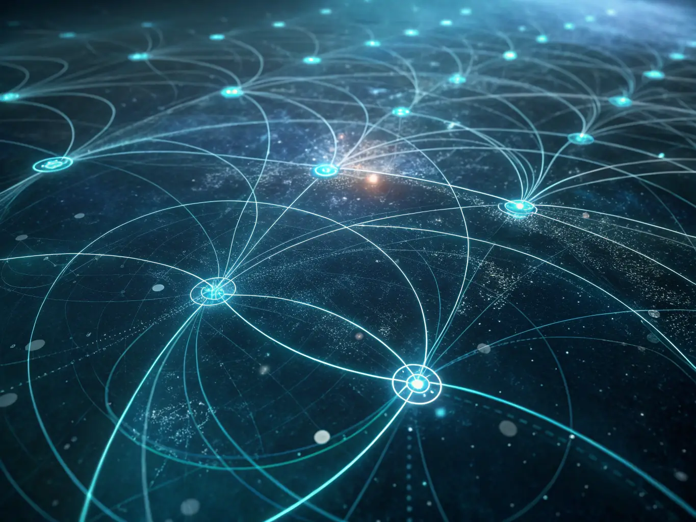 A growing network of interconnected nodes representing expansion and scalability, illustrating Infra8's Scaling Support services.